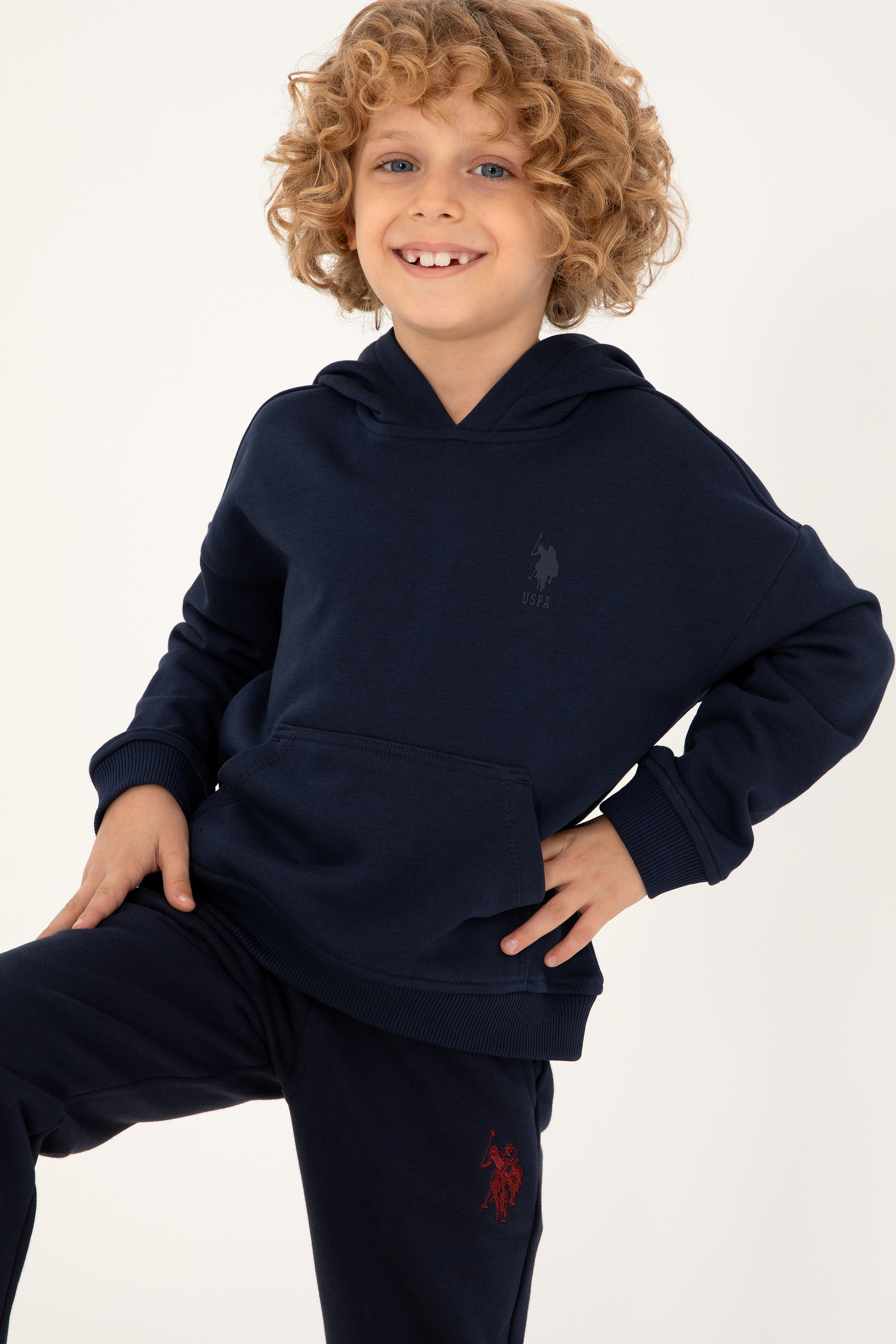 Erkek Çocuk Lacivert Basic Kapüşonlu Sweatshirt - Image 1