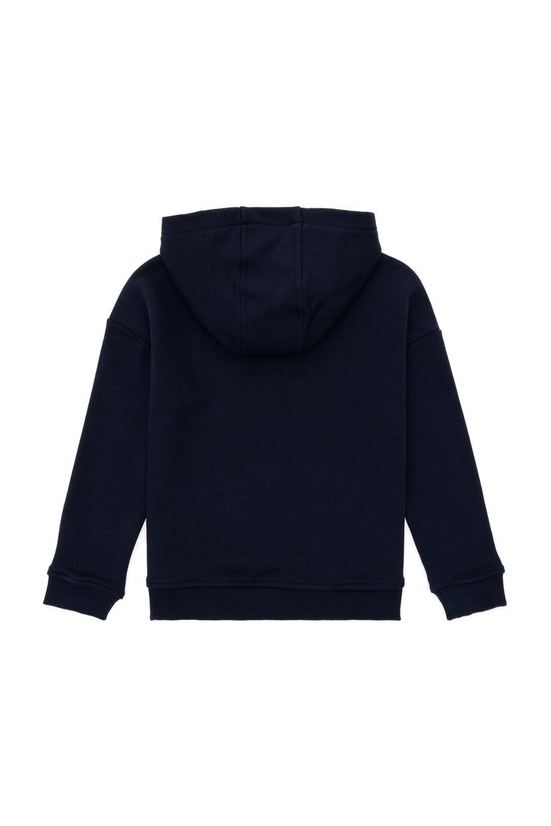 Erkek Çocuk Lacivert Basic Kapüşonlu Sweatshirt - 50298269027