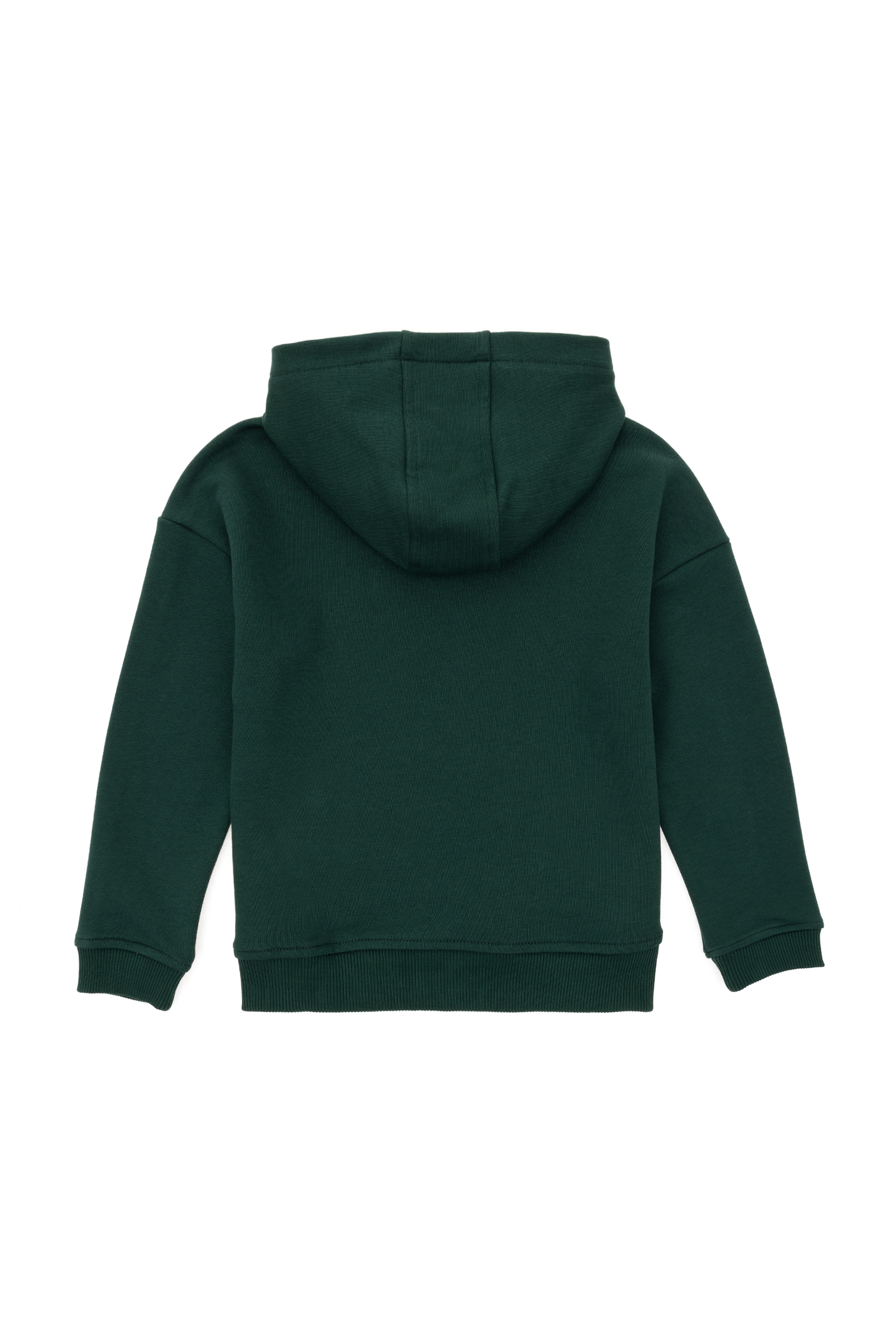 Erkek Çocuk Koyu Yeşil Basic Kapüşonlu Sweatshirt - Image 2