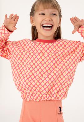 Kız Çocuk Nar Çiçeği Bisiklet Yaka Sweatshirt - 50298156024