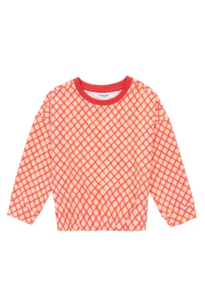 Kız Çocuk Nar Çiçeği Bisiklet Yaka Sweatshirt