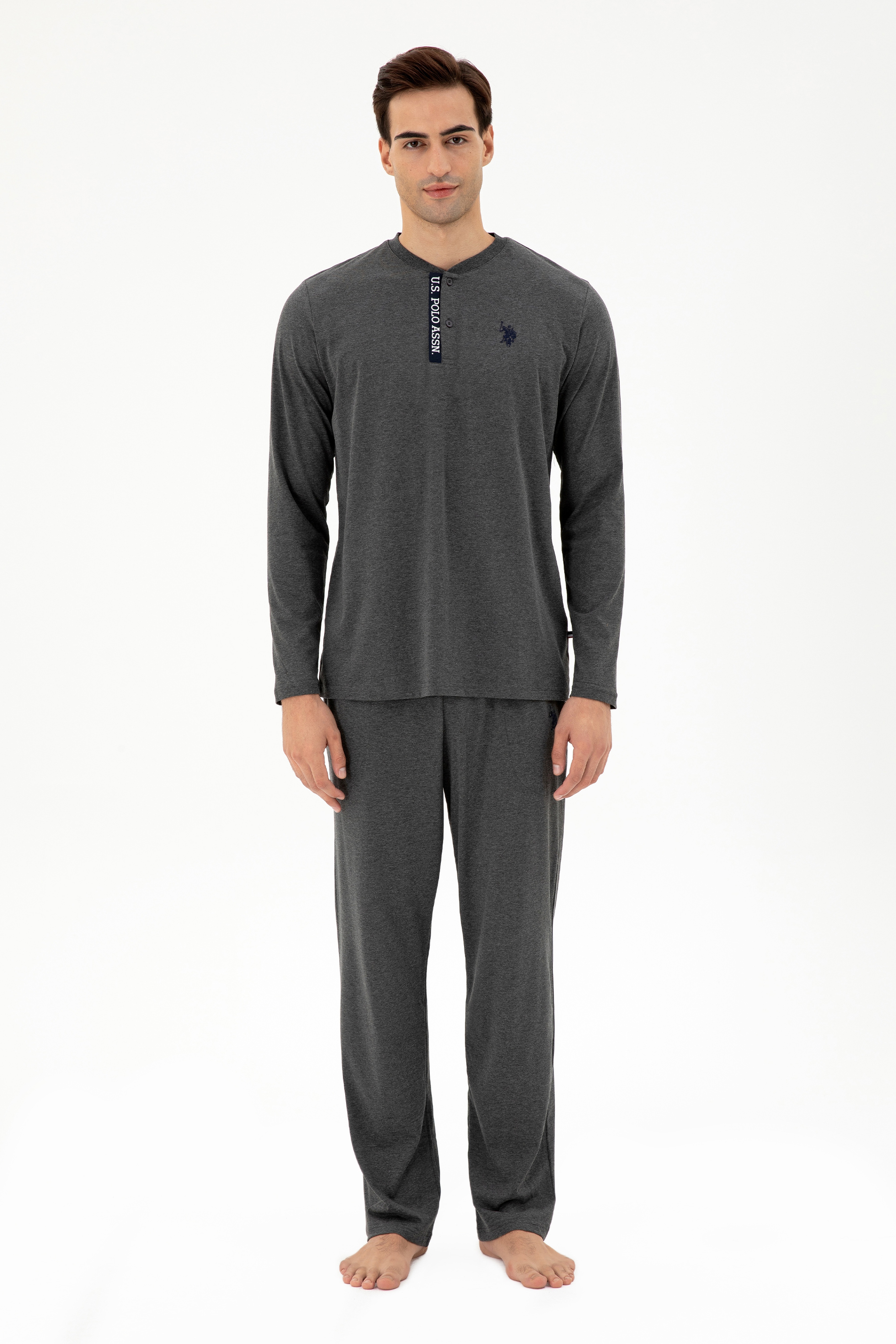 Erkek Gri Melanj Pijama Takımı - Image 1