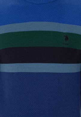 Erkek Slim Fit Bisiklet Yaka İndigo Kazak - 50292866018