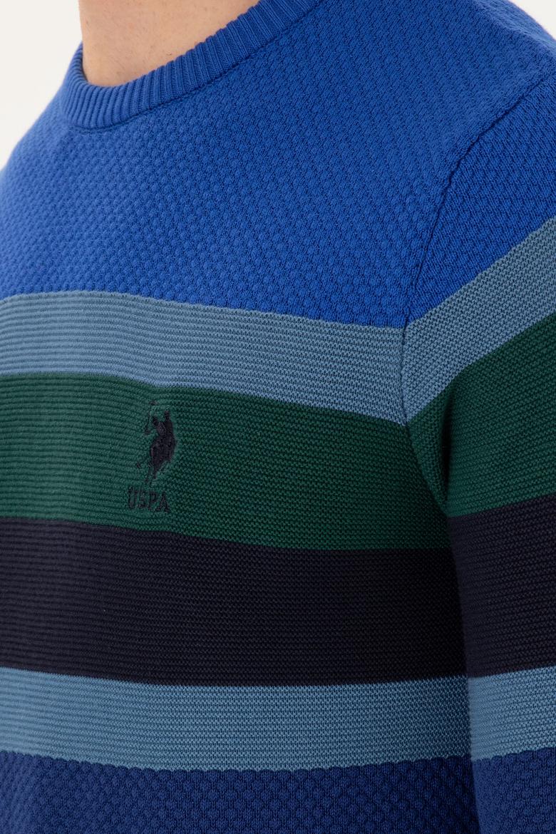 Erkek Slim Fit Bisiklet Yaka İndigo Kazak - 50292866018