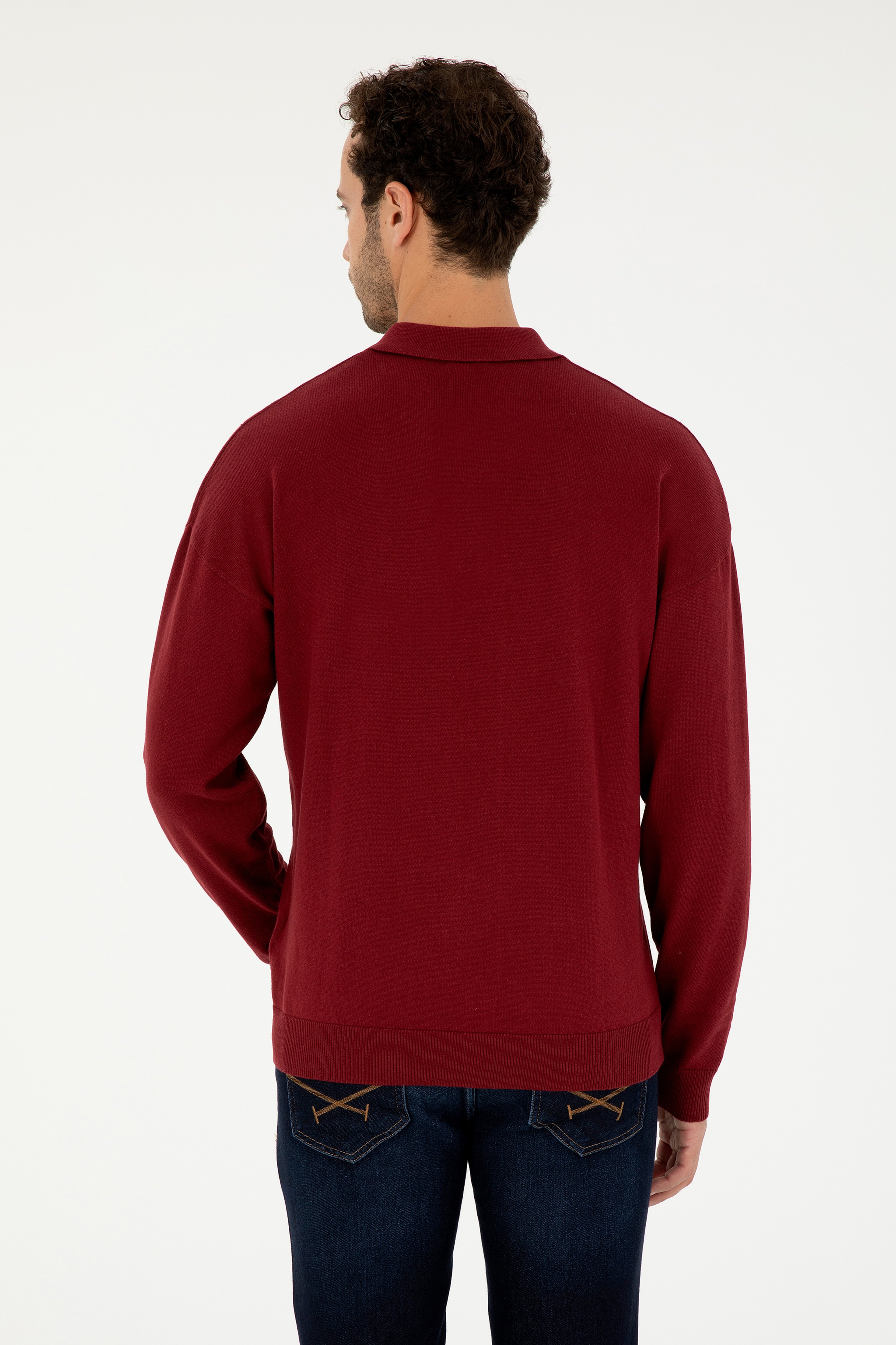 Erkek Bordo Basic Kazak - Image 5