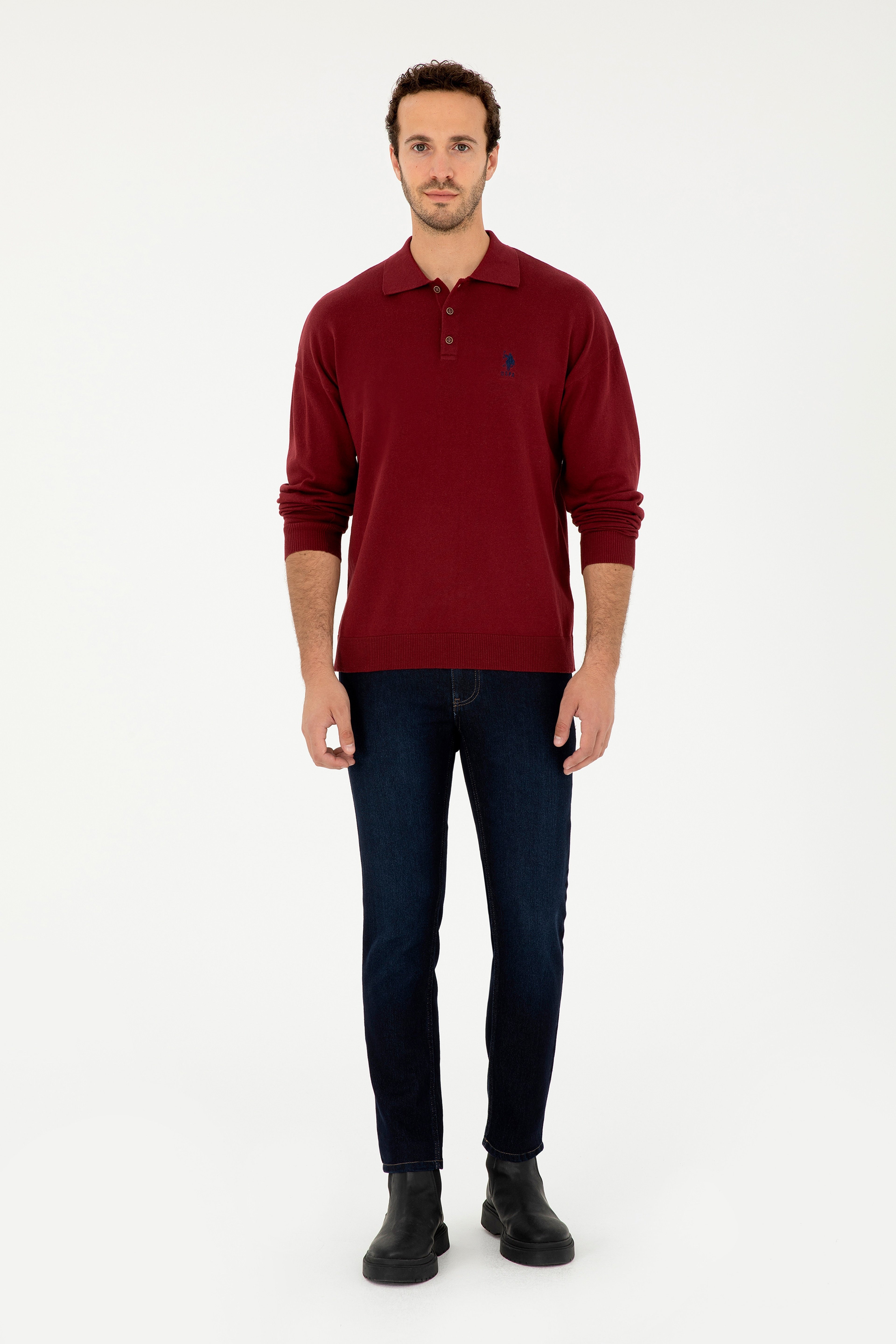 Erkek Bordo Basic Kazak - Image 4