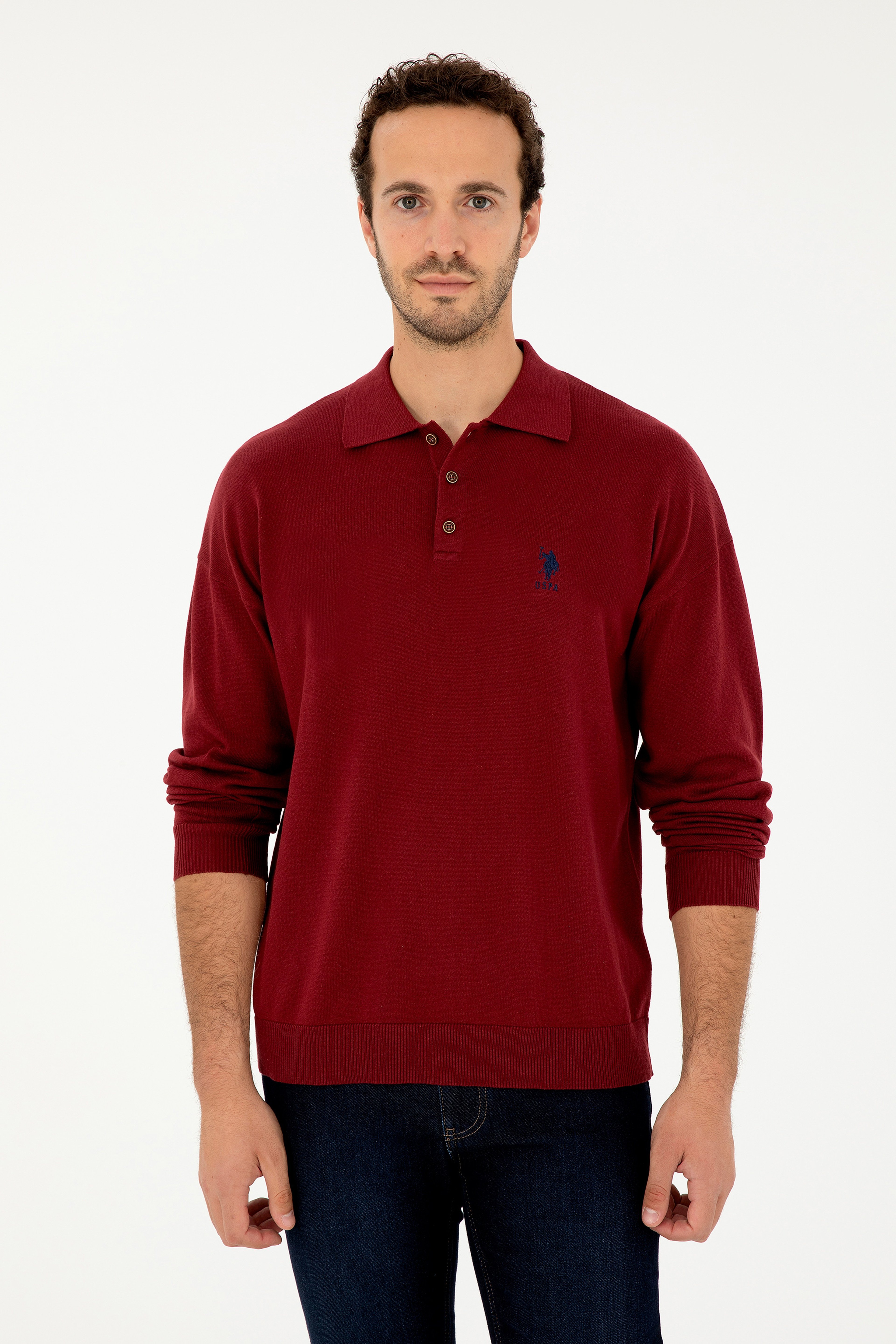 Erkek Bordo Basic Kazak - Image 3