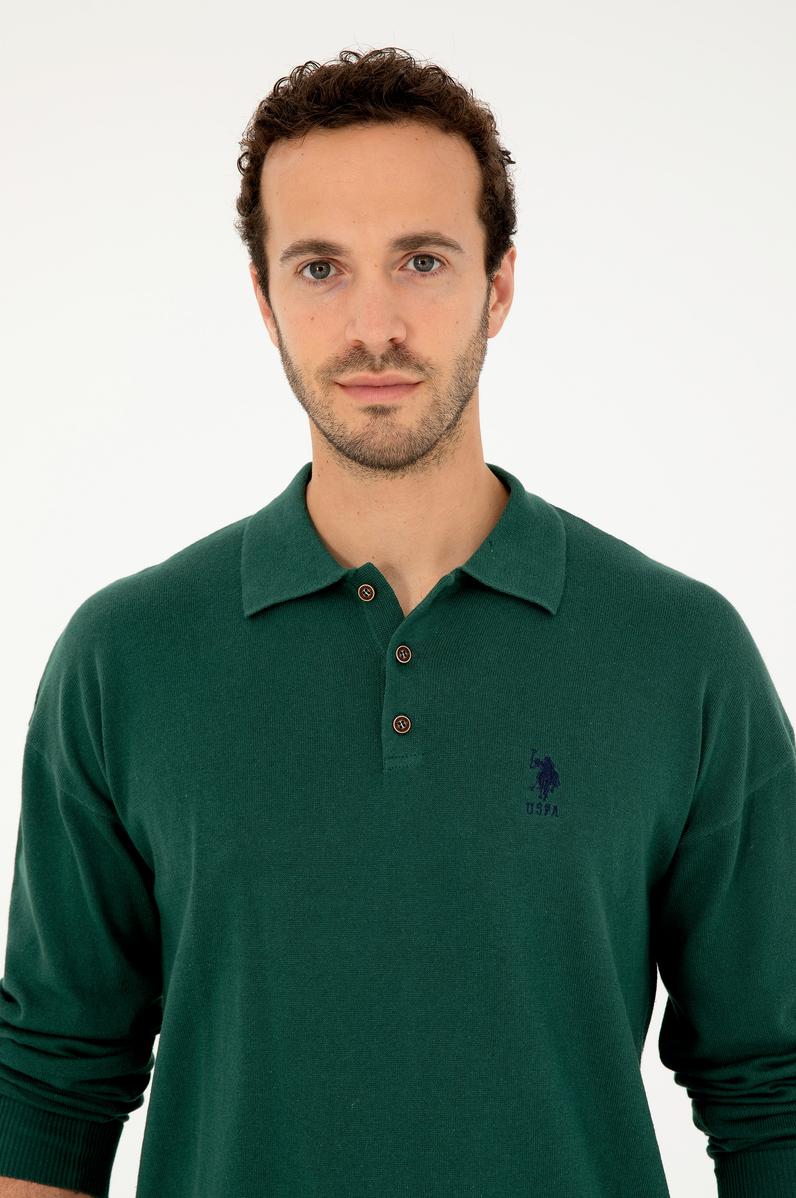 Erkek Koyu Yeşil Basic Kazak