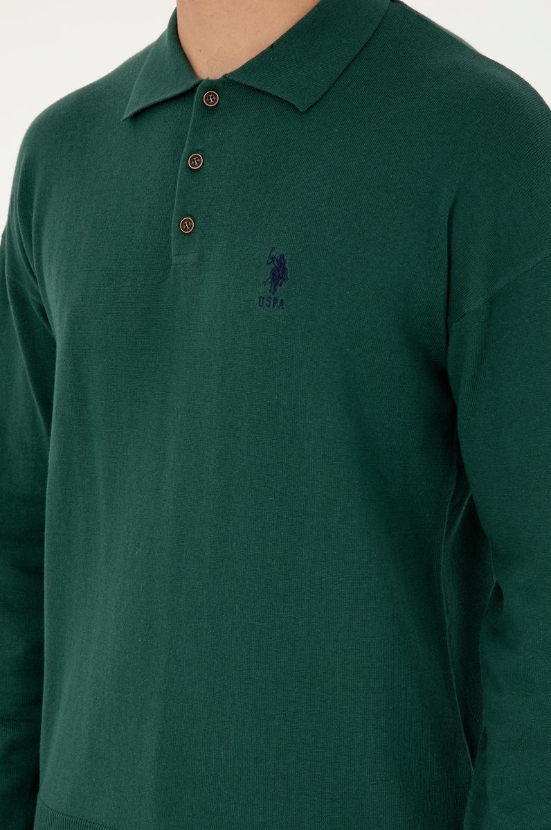 Erkek Koyu Yeşil Basic Kazak