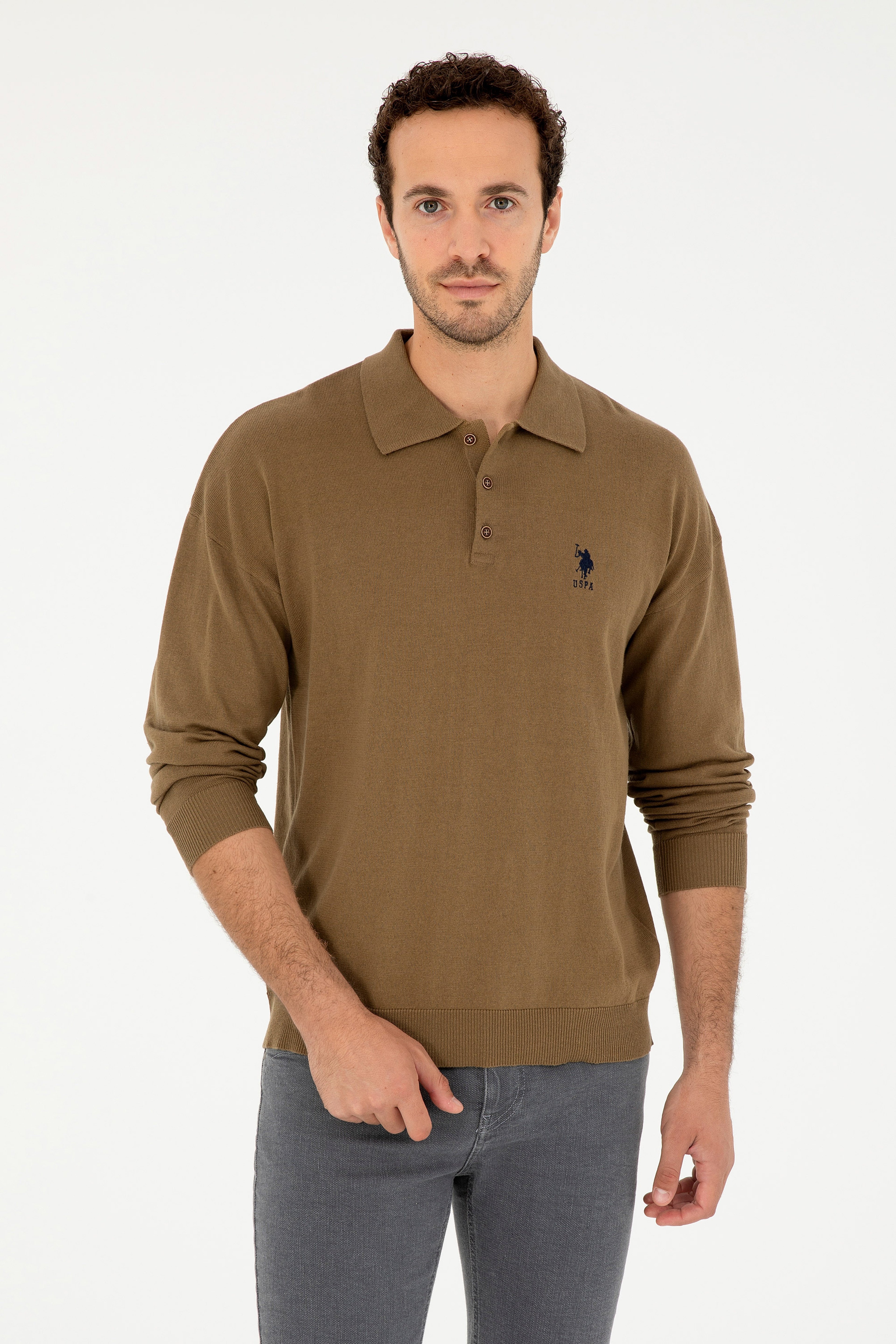 Erkek Haki Basic Kazak - Image 1