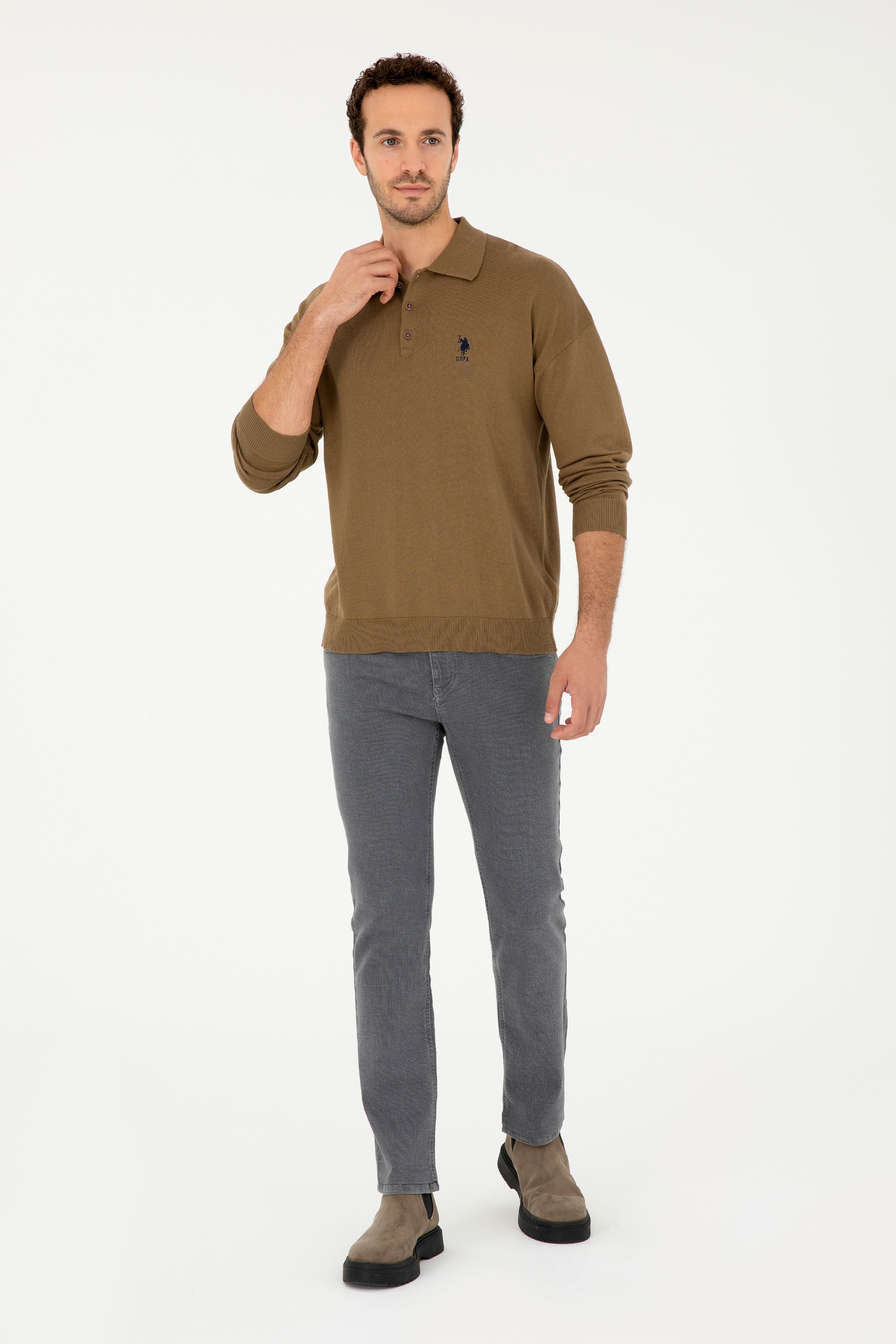 Erkek Haki Basic Kazak - Image 4