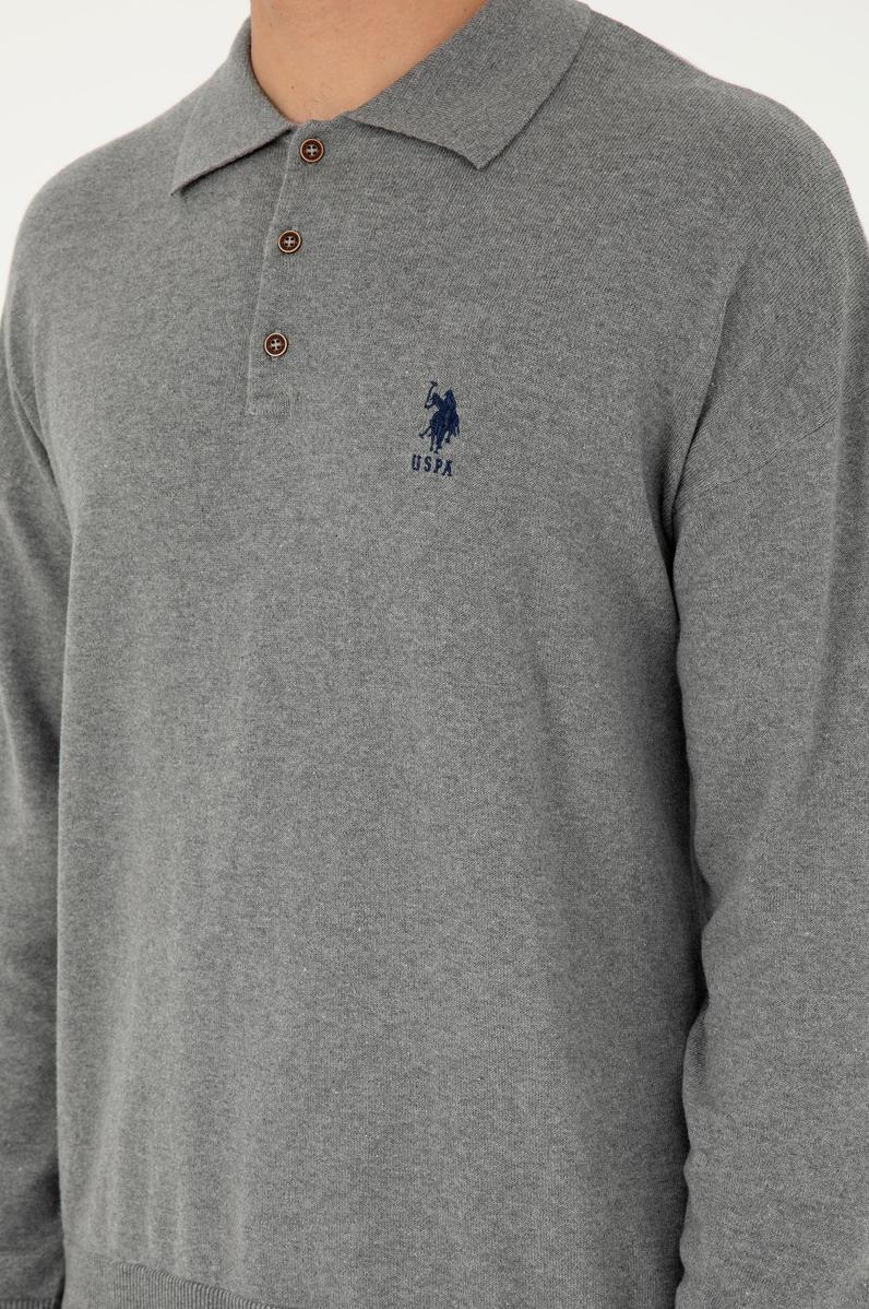 Erkek Gri Melanj Basic Kazak