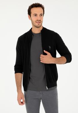 Erkek Siyah Basic Triko Hırka - 50293526041