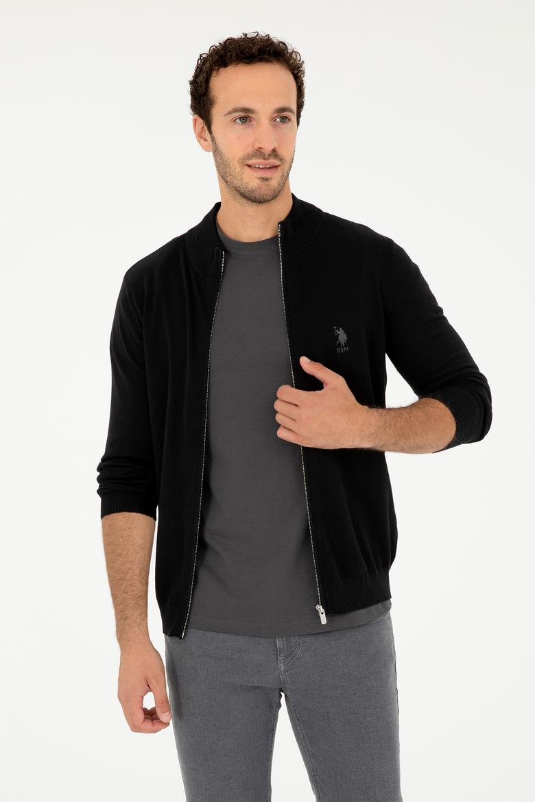 Erkek Siyah Basic Triko Hırka