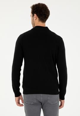 Erkek Siyah Basic Triko Hırka - 50293526041