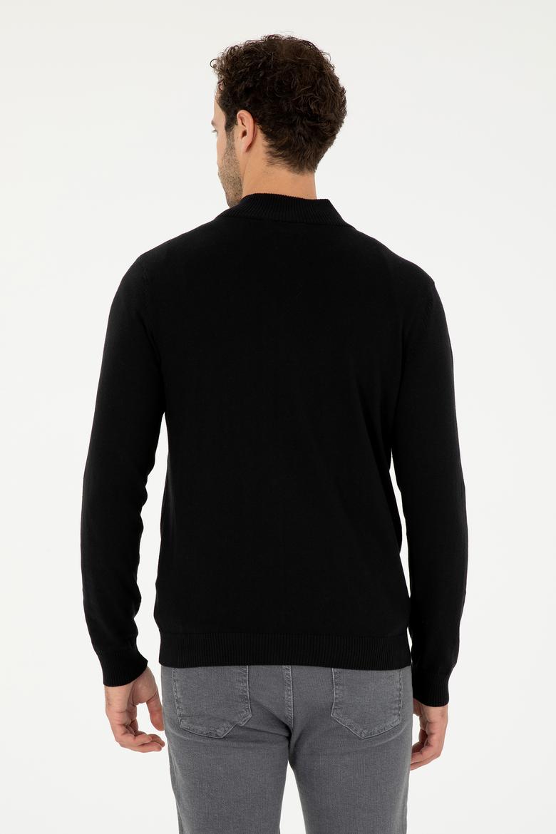 Erkek Siyah Basic Triko Hırka - 50293526041