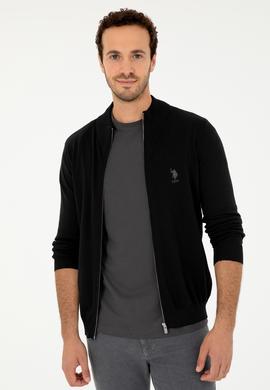 Erkek Siyah Basic Triko Hırka - 50293526041