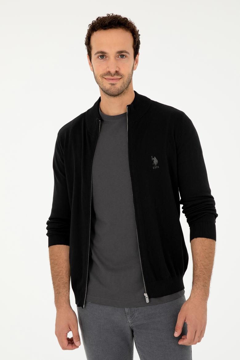 Erkek Siyah Basic Triko Hırka - 50293526041