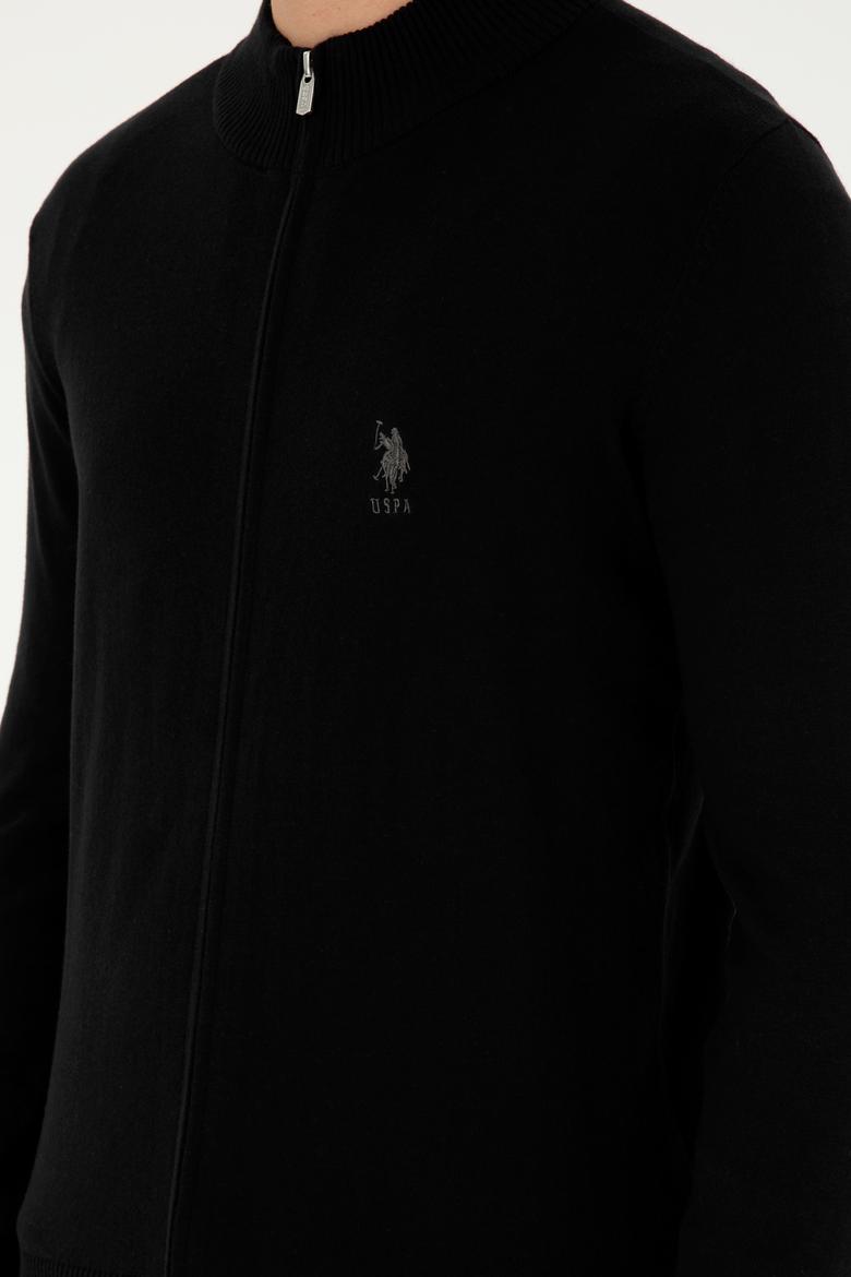 Erkek Siyah Basic Triko Hırka - 50293526041