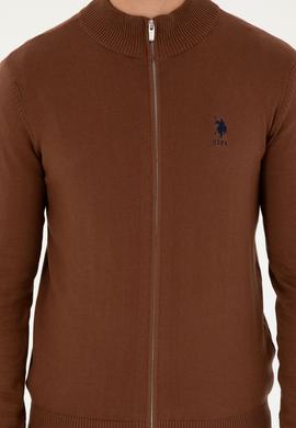 Erkek Kahverengi Basic Triko Hırka - 50293526061