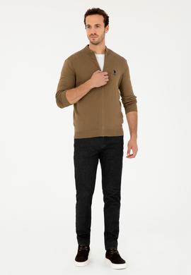 Erkek Haki Basic Triko Hırka - 50293526051