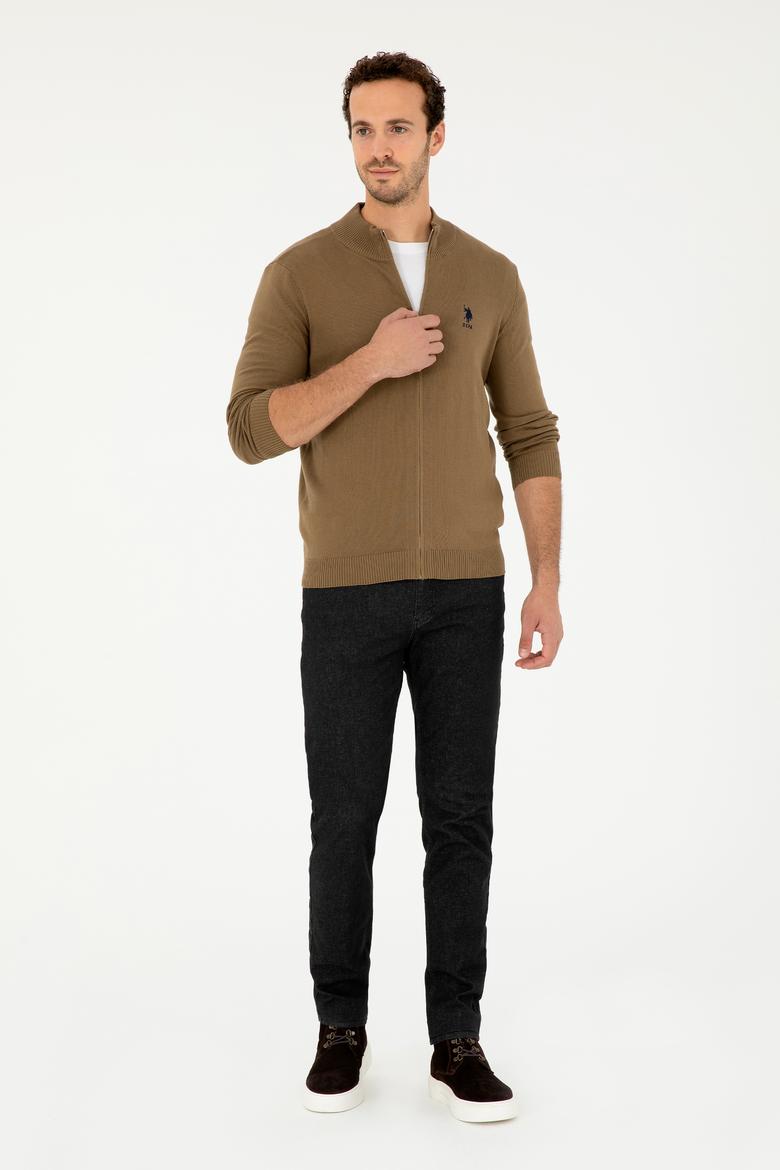 Erkek Haki Basic Triko Hırka - 50293526051