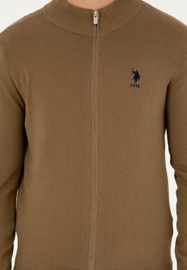 Erkek Haki Basic Triko Hırka - 50293526051