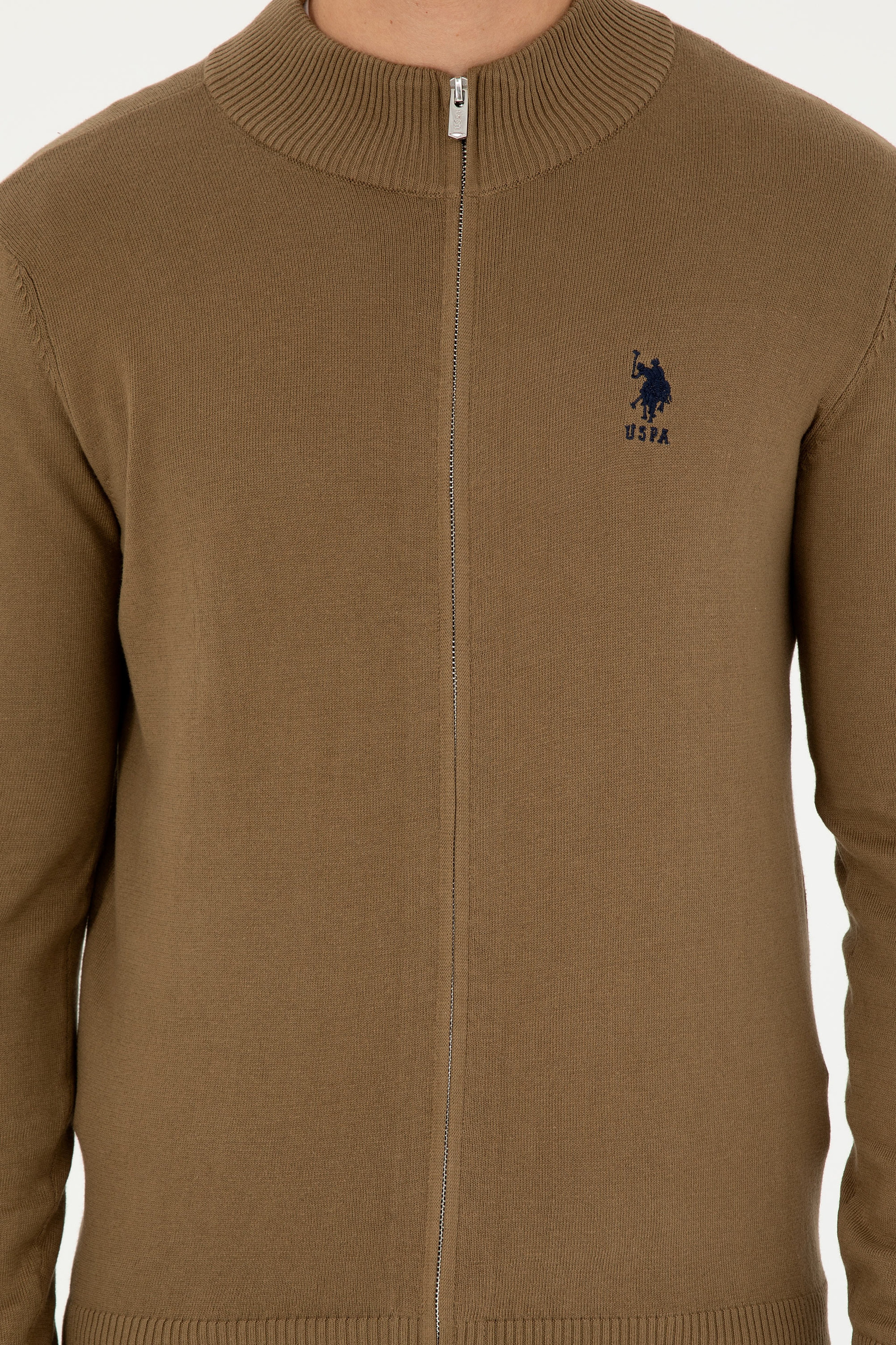 Erkek Haki Basic Triko Hırka - Image 6