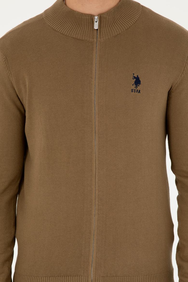 Erkek Haki Basic Triko Hırka - 50293526051