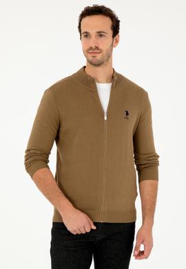 Erkek Haki Basic Triko Hırka - 50293526051