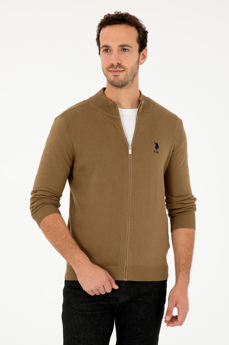 Erkek Haki Basic Triko Hırka