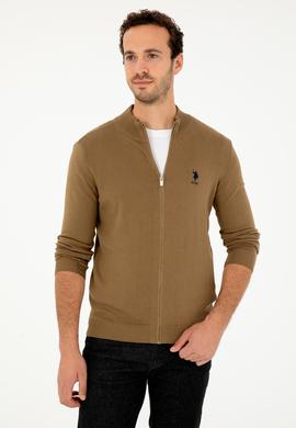 Erkek Haki Basic Triko Hırka - 50293526051