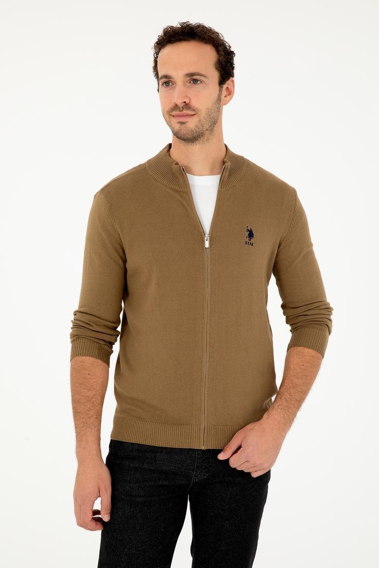 Erkek Haki Basic Triko Hırka - 50293526051