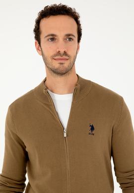 Erkek Haki Basic Triko Hırka - 50293526051