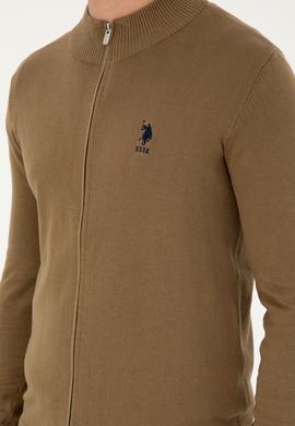 Erkek Haki Basic Triko Hırka - 50293526051