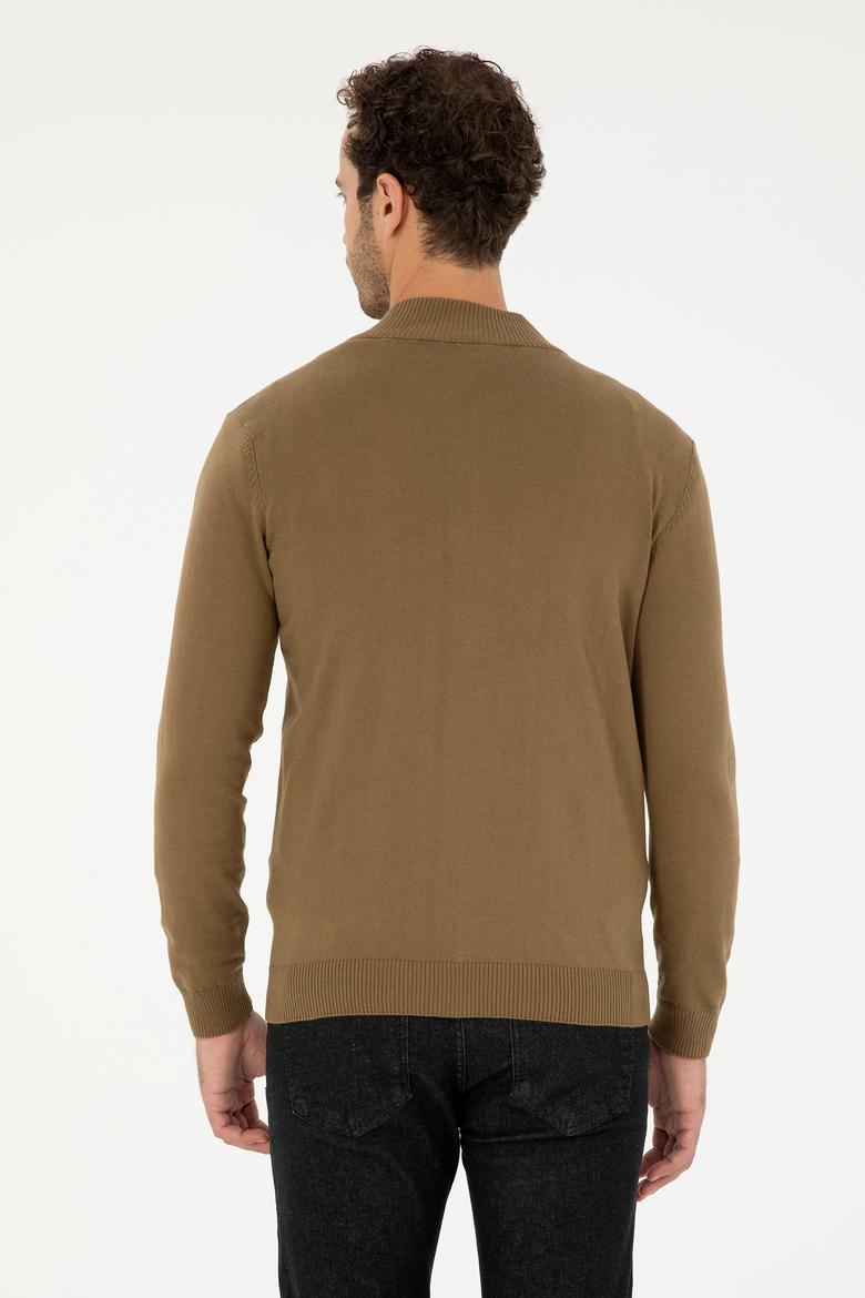 Erkek Haki Basic Triko Hırka - 50293526051