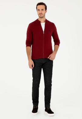 Erkek Bordo Basic Triko Hırka - 50293526074