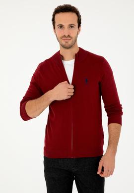 Erkek Bordo Basic Triko Hırka - 50293526074