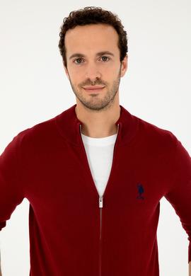 Erkek Bordo Basic Triko Hırka - 50293526074