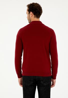 Erkek Bordo Basic Triko Hırka - 50293526074