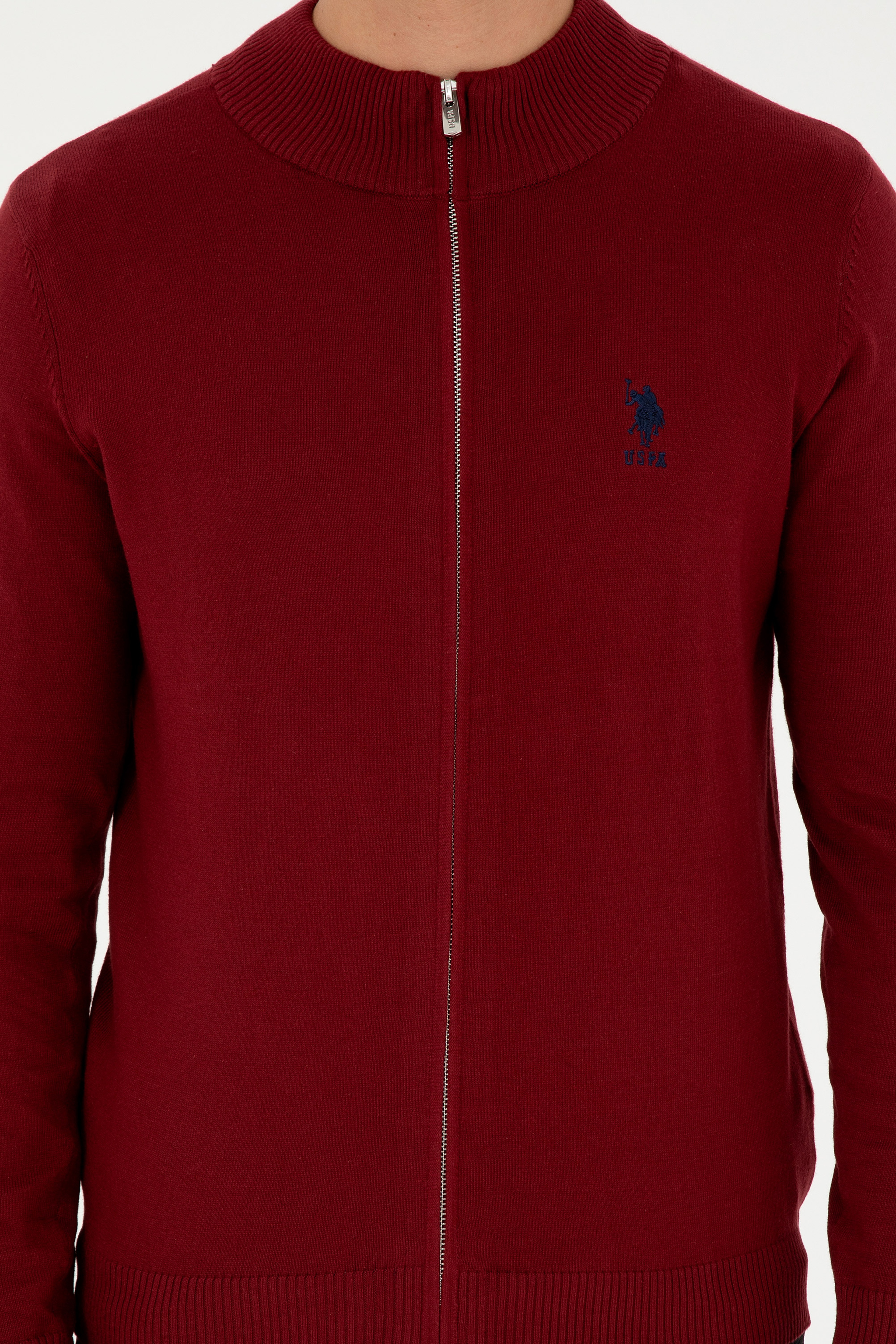 Erkek Bordo Basic Triko Hırka