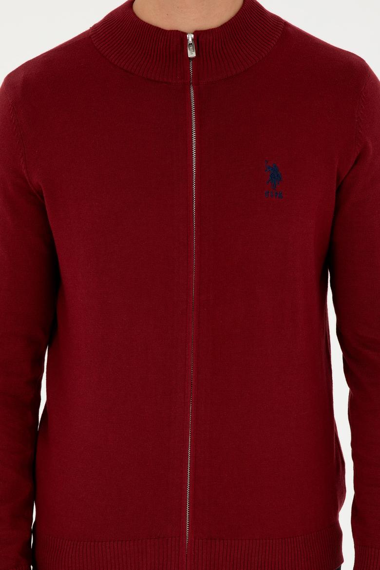 Erkek Bordo Basic Triko Hırka - 50293526074