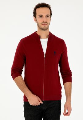 Erkek Bordo Basic Triko Hırka - 50293526074