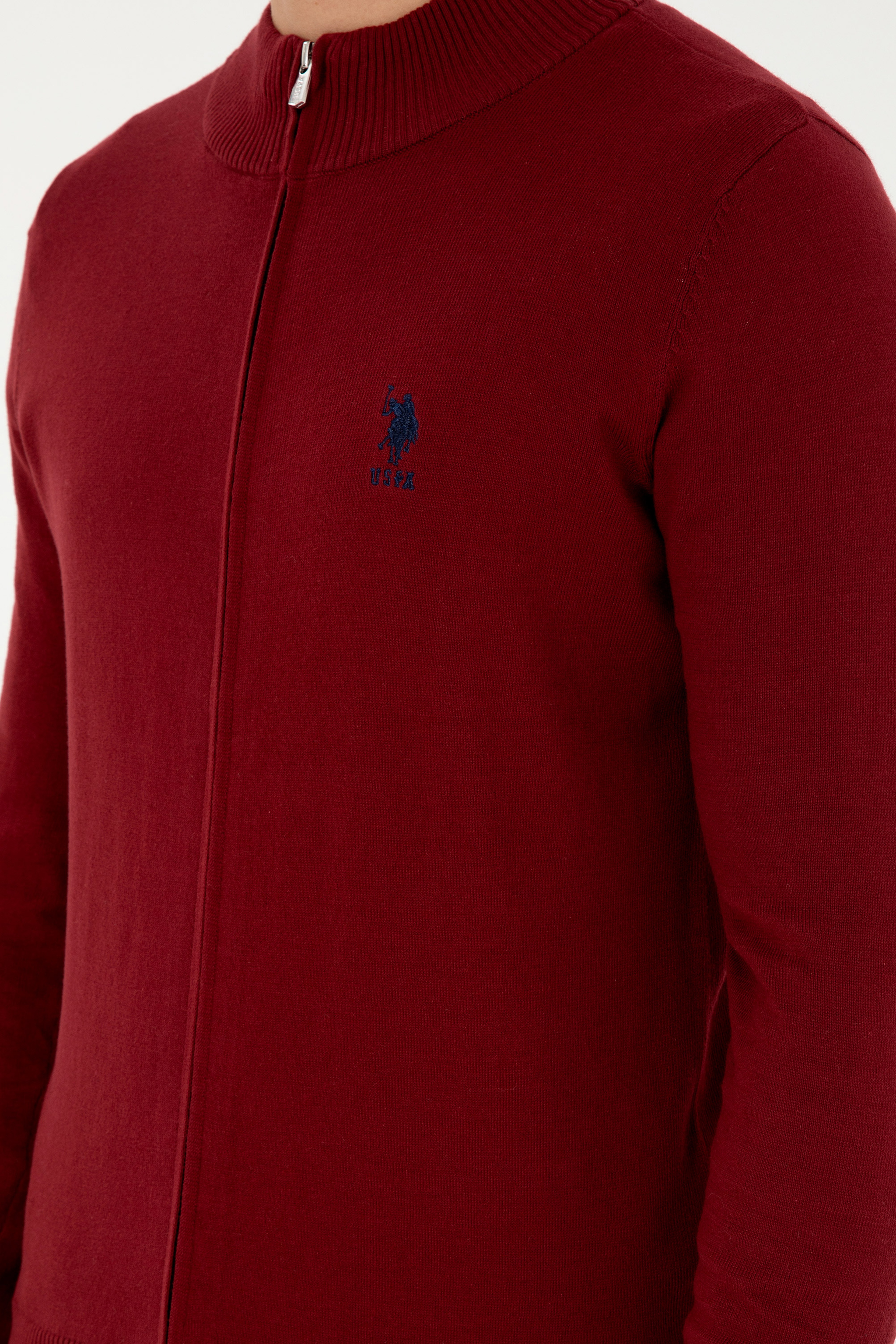 Erkek Bordo Basic Triko Hırka