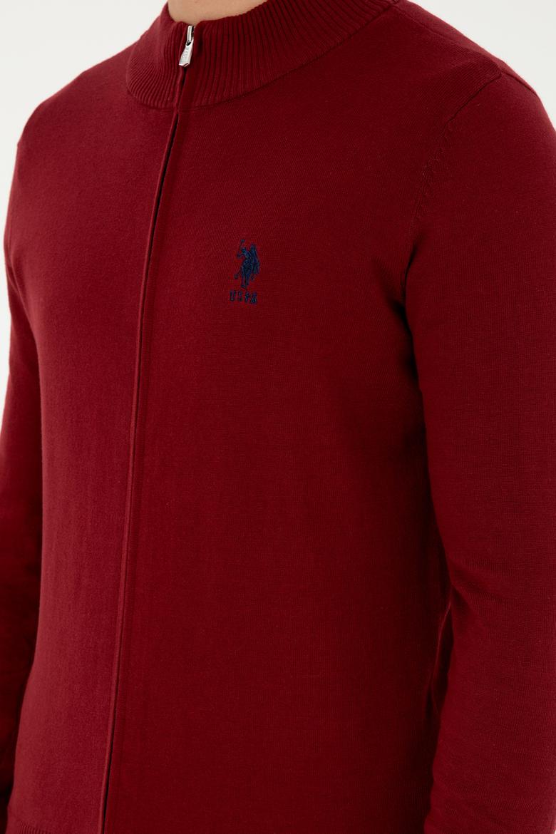 Erkek Bordo Basic Triko Hırka - 50293526074