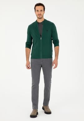 Erkek Koyu Yeşil Basic Triko Hırka - 50293526086