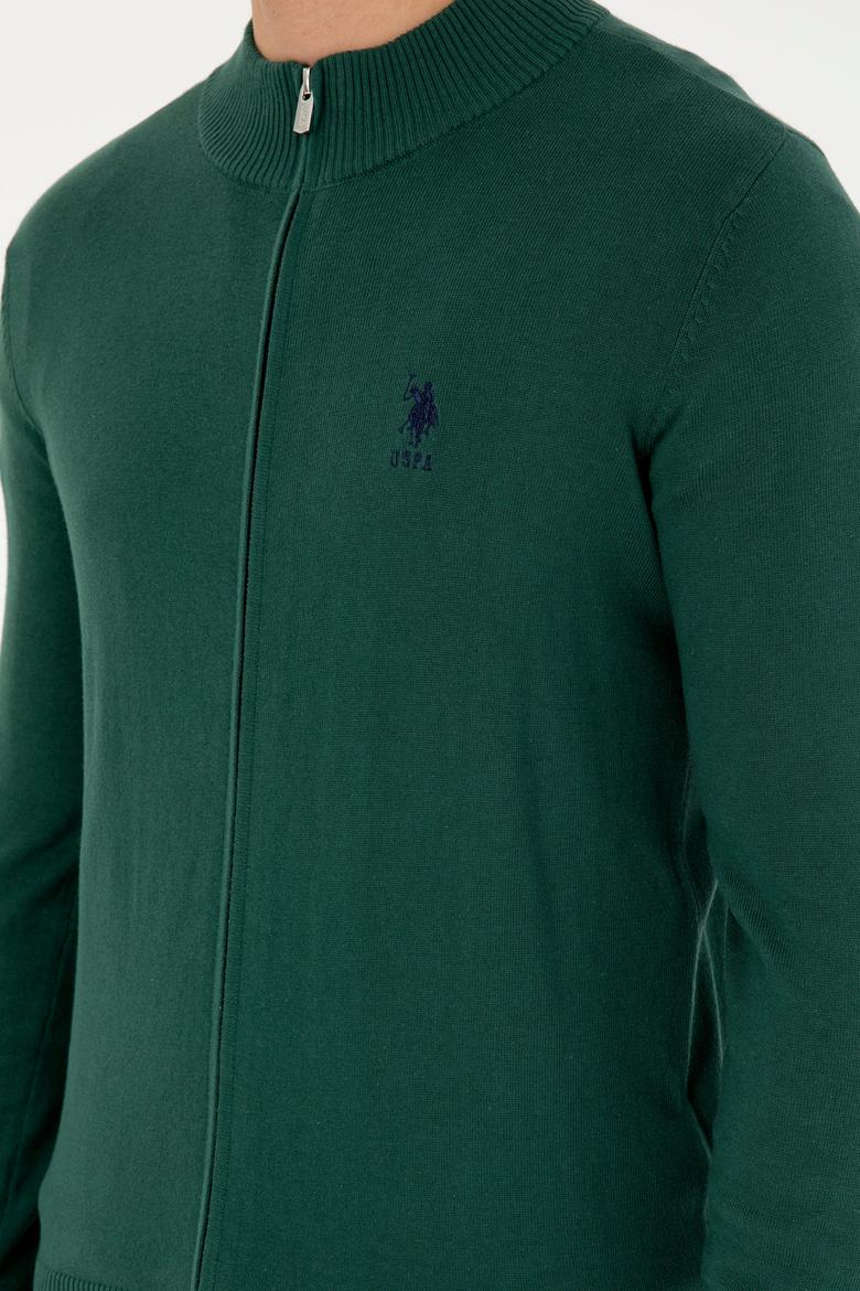 Erkek Koyu Yeşil Basic Triko Hırka - 50293526086