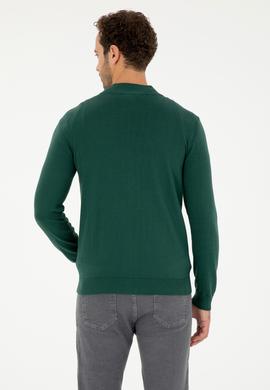 Erkek Koyu Yeşil Basic Triko Hırka - 50293526086