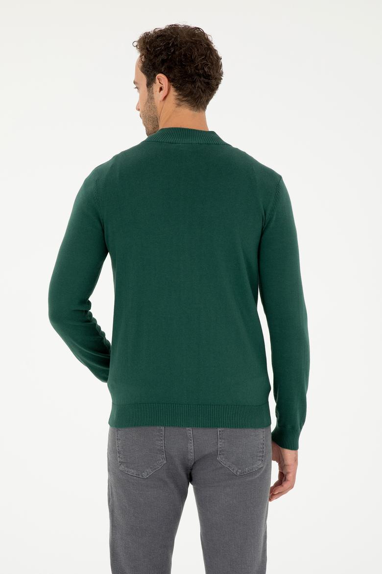 Erkek Koyu Yeşil Basic Triko Hırka - 50293526086