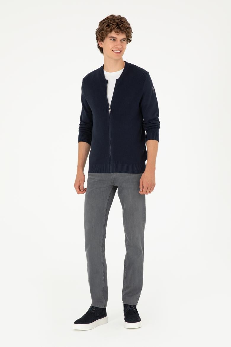 Erkek Lacivert Basic Triko Hırka - 50293528009